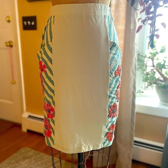 SYNERGY ORGANIC CLOTHING | striped floral pencil skirt S - Picture 1 of 5